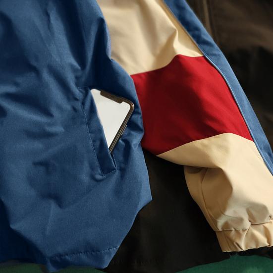 Herrenjacke, Farbblock, locker, Vintage, lange Ärmel, Reißverschluss, Stehkragen, winddicht, weich, Streetwear, Schule, Baseballmantel, Frühlings- und Herbstmantel