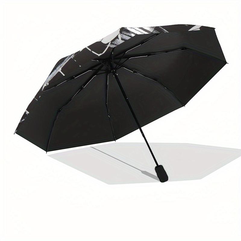 Soccer Ball Pattern Automatic Folding Umbrella  8 Ribs, Durable Iron Frame, Bright Color Pattern Compact Travel Umbrella, Suitable for Outdo