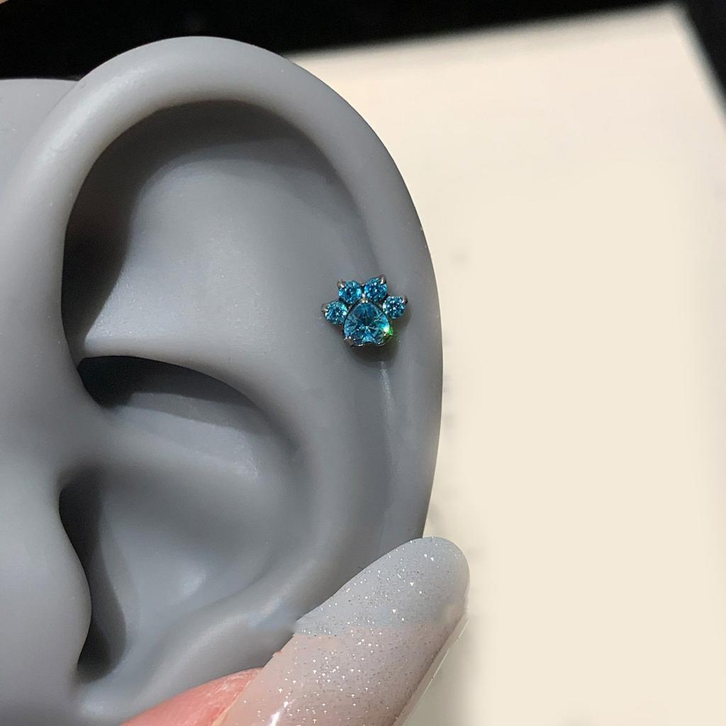 Cute Cat Claw Earrings With Sparkling Crystals Durable Alloy Design Ear Studs For Daily Wear And Special Occasions