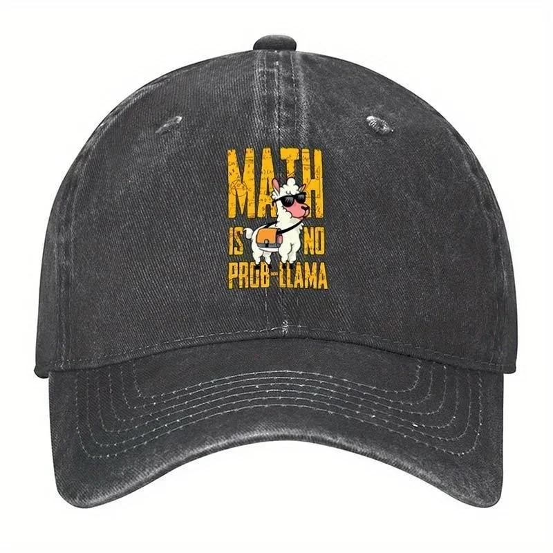 Hats Math Is No Probllama Funny Math Vintage Washed Baseball Cap TT COTTON