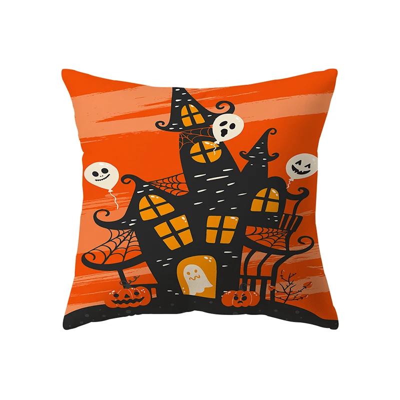 Halloween Theme Horror Pumpkin Print Pattern Cushion Cover Home Living Room Sofa Decoration Square Polyester Pillow