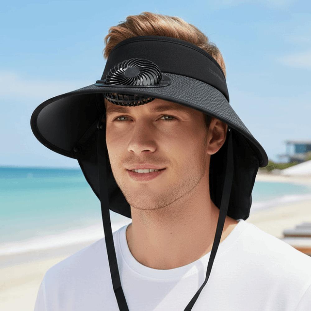 Long-lasting Rechargeable Fan Hat Portable Wide Brim Fan Hat Fishing Sun Shading Cap  Travel