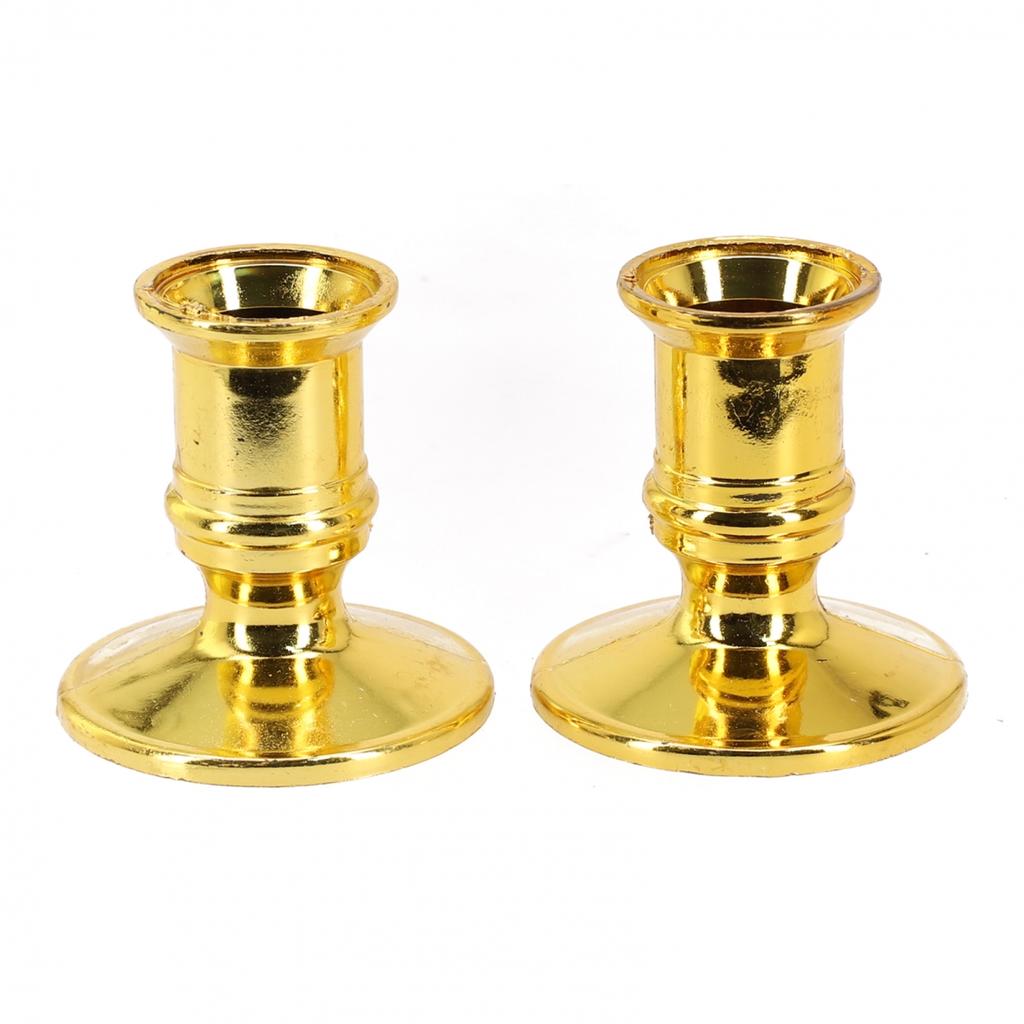 2pcs Gold Plastic Pillar Candle Base Holders For Electronic Candles Accessory