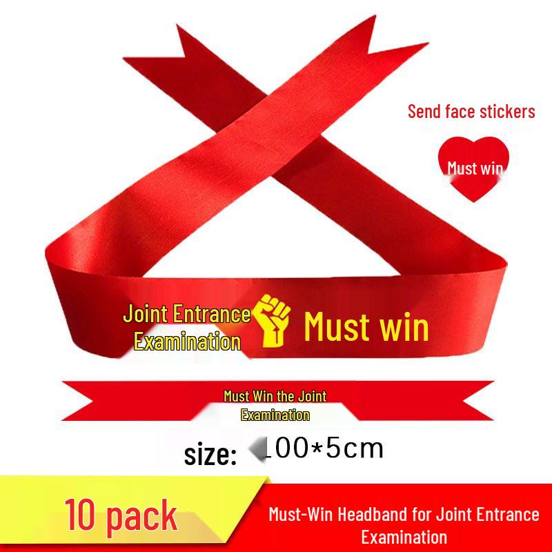 Custom 'Go for it' Headband & Wristband Set: Perfect for School Entrance Exams and Sports Meets - Red Ribbon Design