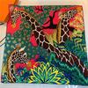Trois Girafe Hijabs Foulard Femme Bandana Fait Main Sergé Bouclé Soie Carré Foulard de Luxe Foulards de Tête Écharpes 90Cm