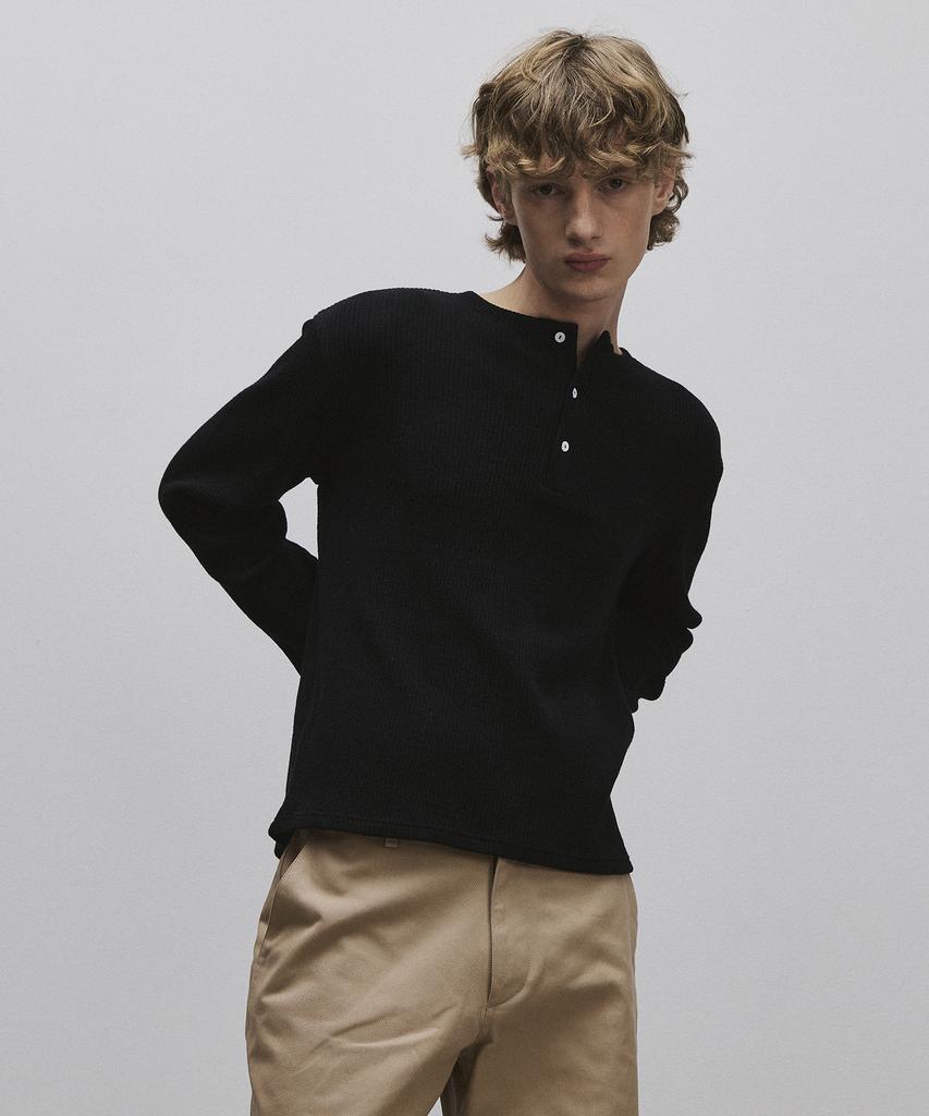 Lollingseutyudio Wool Henley Long Sleeve Black