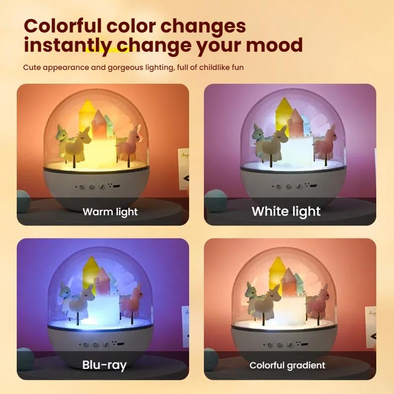 Dropshipping USB LED Atmosphere Light Music Box CJH Carousel Nightlight for Children's Festival Fantasy Desk Lamp Novelty Gift