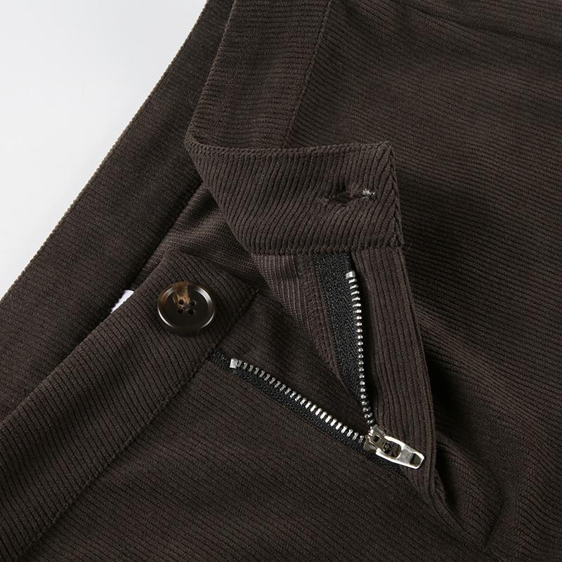 Dámské retro manšestrové základní mikro kalhoty Podzimní a zimní nové ležérní jednobarevné volné rovné kalhoty se širokými nohavicemi