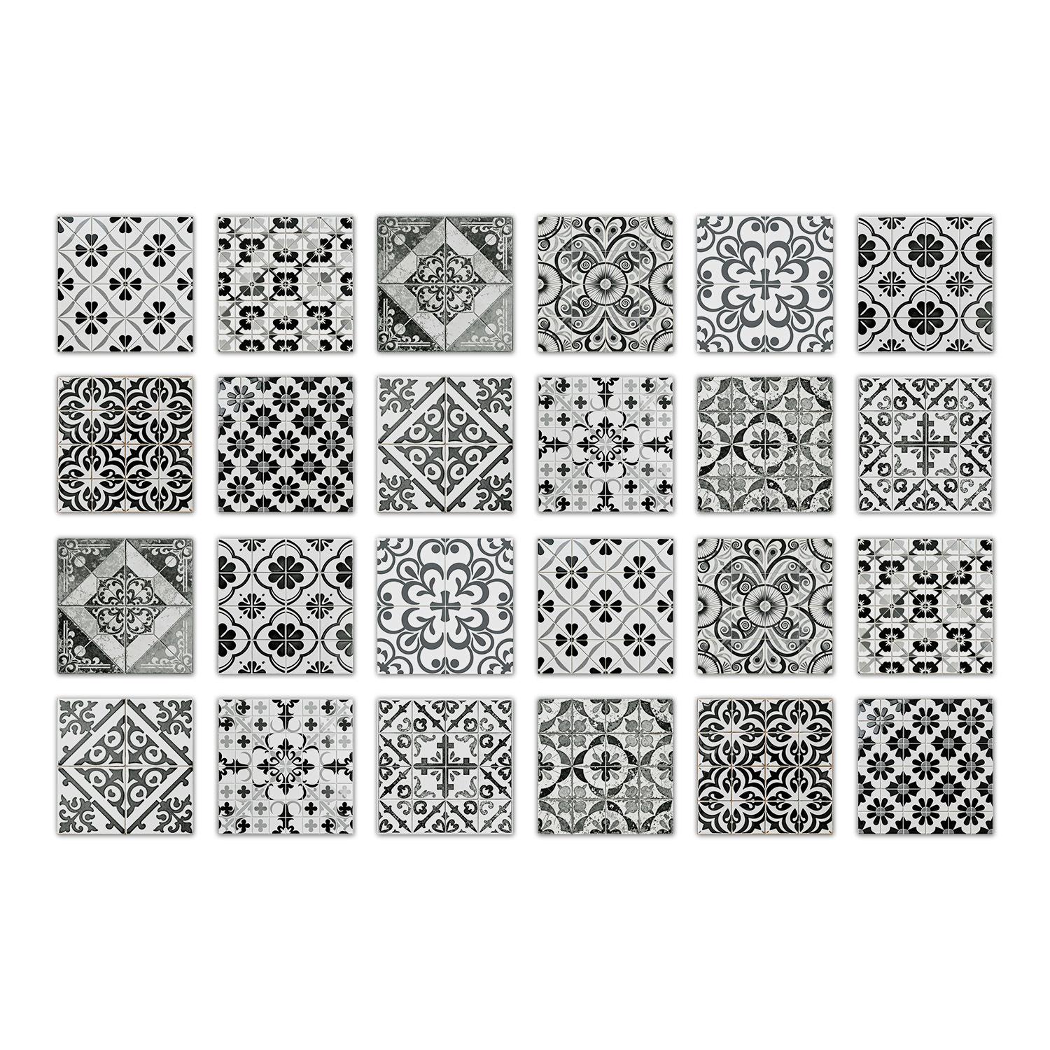 

24pcs Mandala Wall Stickers Kitchen Self-Adhesive Waterproof Tile Stickers Bathroom Decor Moroccan Pvc Decal 10cmx10cmx24ppcs