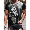 Men's with Smoking Nun 3D Graphic T-Shirt Black Casual Summer