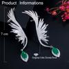 Zircons Luxury Full Cubic Zirconia Pave Popular Big Long Drop Feather Wing Ear Cuff Earrings For Women