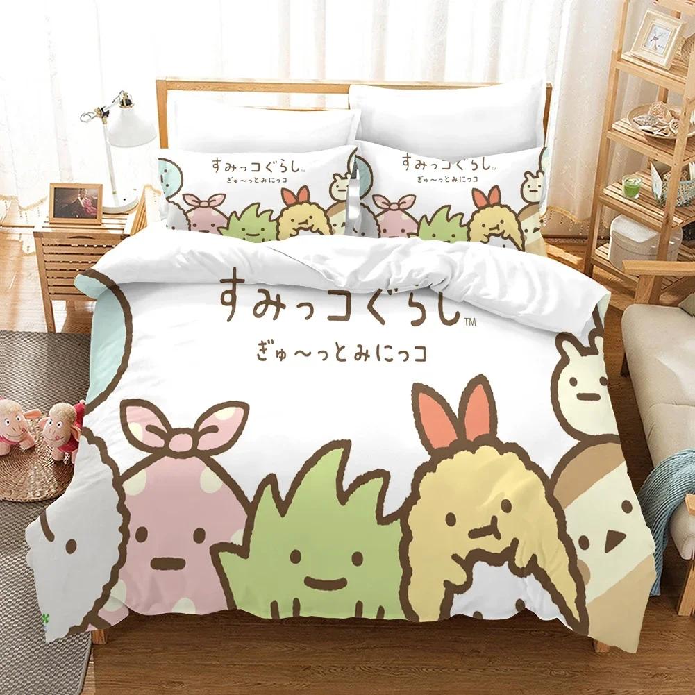 3D Potlač Sumikko Gurashi Vzor Pohodlný Prešívaný Prikrývka Poťah na Vankúš Súprava Posteľnej Bielizne Detská Izba Dekorácia Domáci Textil