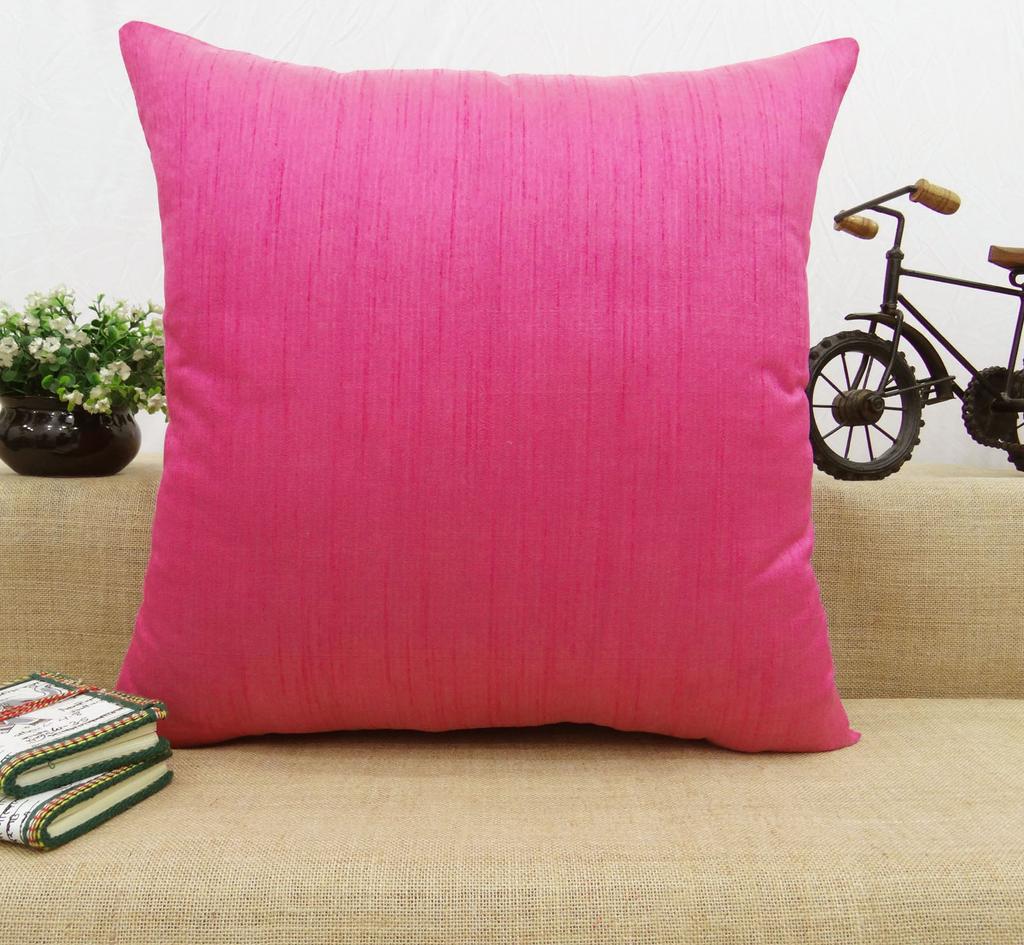 Home Bed Decor Pillow Throw Cushion Dupion Silk Solid Cover Case - Choose
