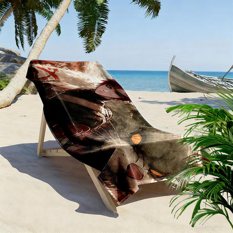 Gaara Red Theme Print Beach Towel, Large Soft Quick Dry Towel for Beach Camping Swimming