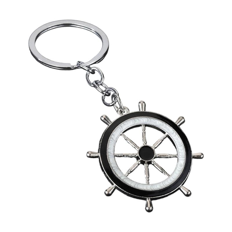 Practical Everyday Use Keychain Decors Featuring Marine Anchors And Helm In Zinc Alloy Blue White Color Scheme