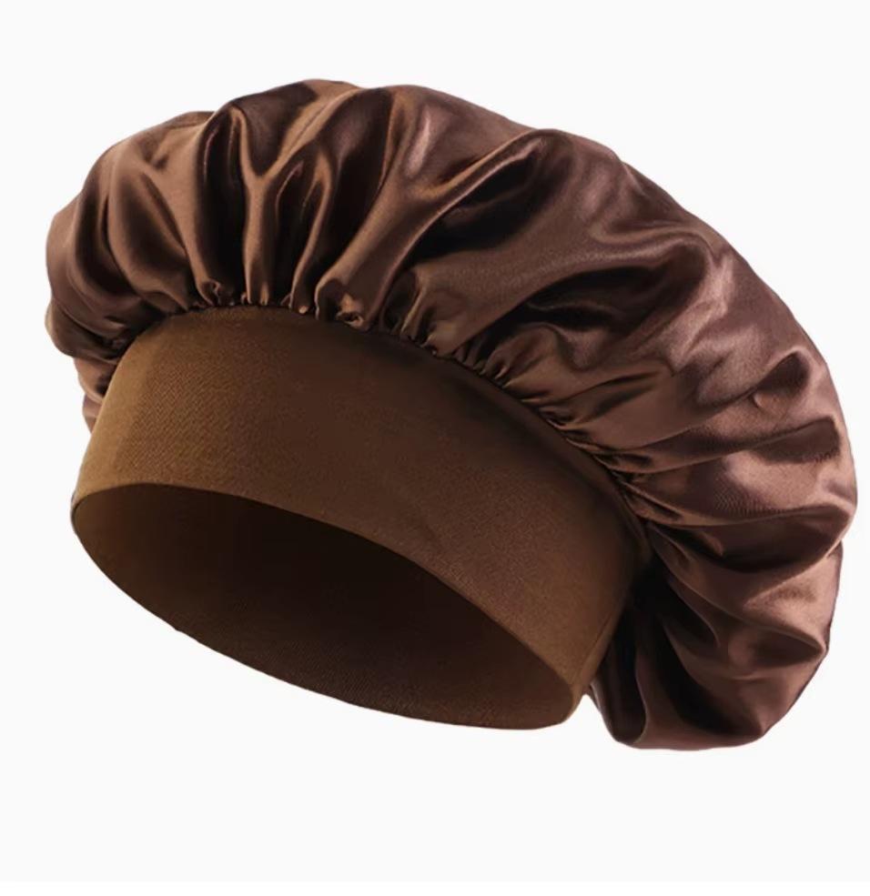 Wide-brimmed high-elastic satin nightcap, women's beauty salon hair care hat, confinement chemotherapy cap