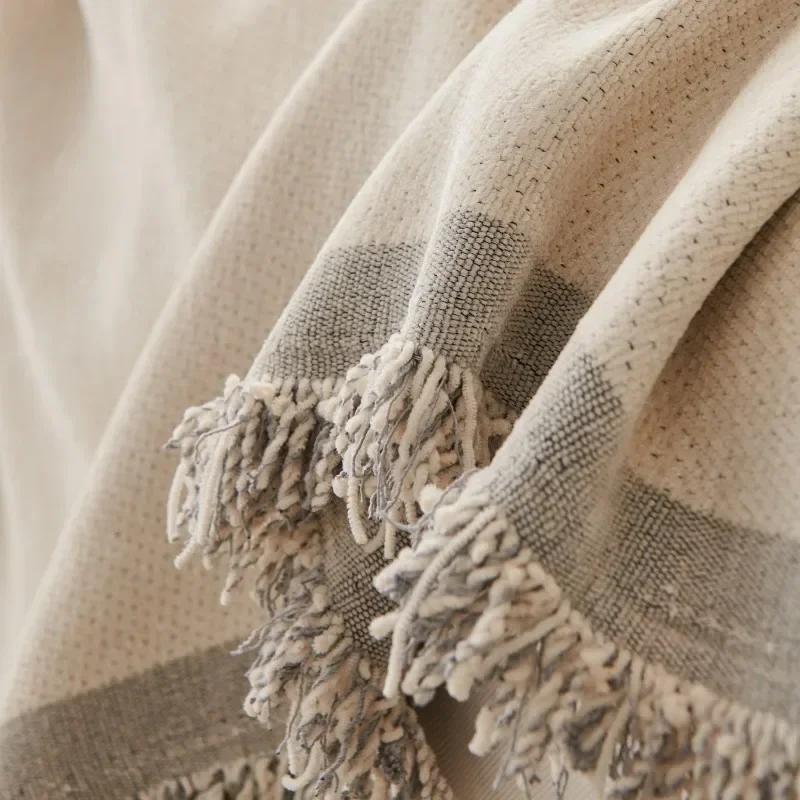 Large Couch Cover Leisure Relax Beach Towel White Travel Rug Tassels Linen Nordic Sofa Throw Blankets Outdoor Camping Picnic