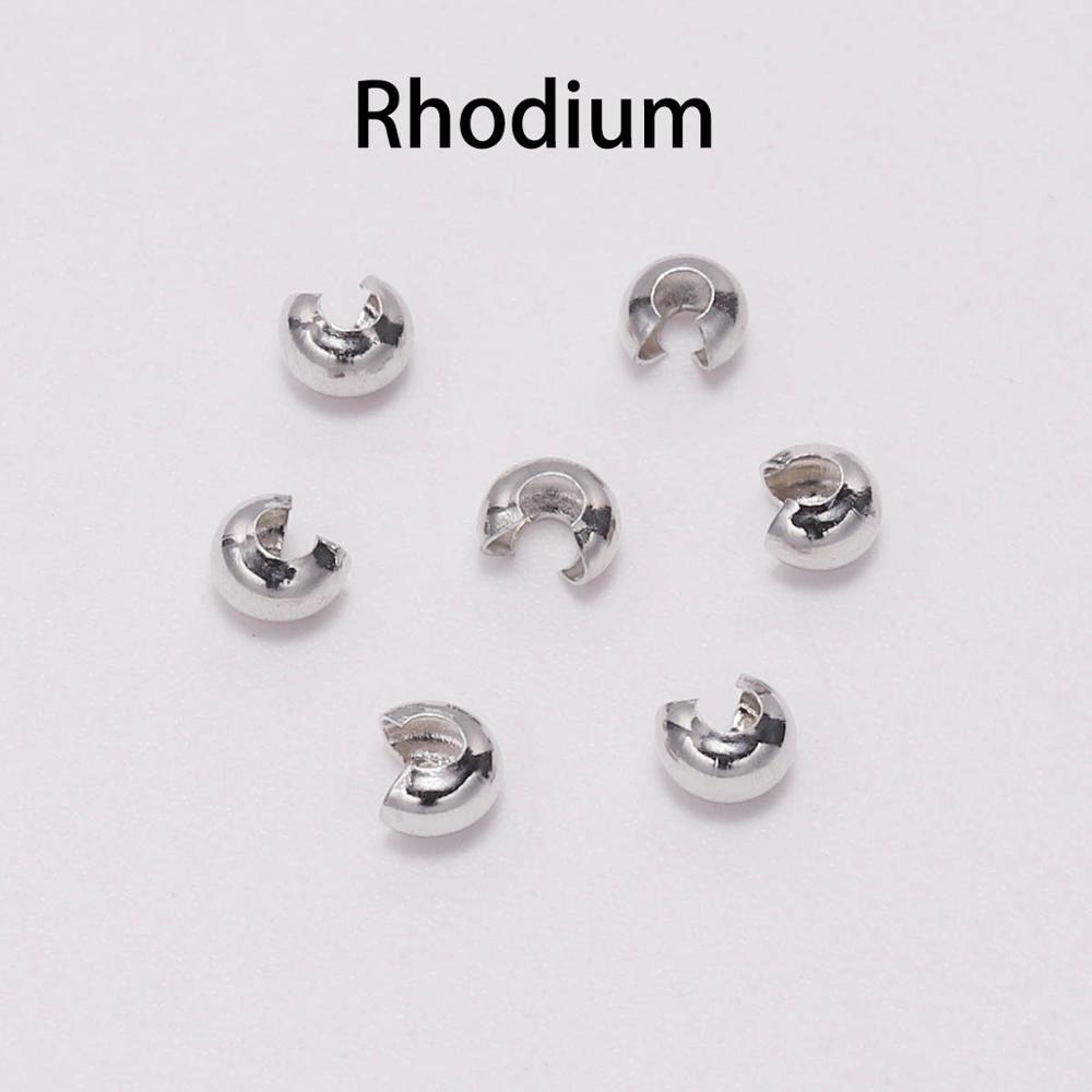 50-100pcs 3 4 5 Mm Gold Crimp Round Covers End Beads Bracelet Necklace Stopper Spacer Beads For DIY Jewelry Making Accessories