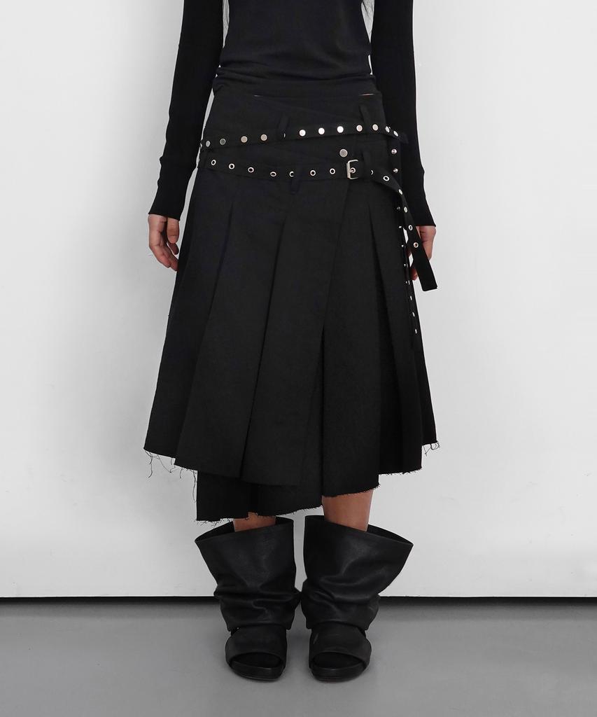 Saendeulig Eyelet Layered Midi Skirt_Black