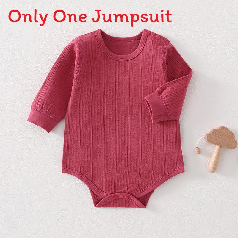 Baby Cotton Long Sleeve Footed Romper With Bone Free Jacquard Design For Newborns And Infants