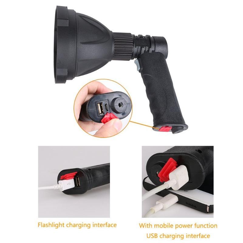 High-Brightness Handheld Searchlight with Stand - Large Reflector, Long-Range, Rechargeable, Long-Lasting Outdoor LED Flashlight