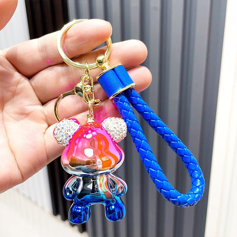 Bear Resin Cartoon Keychain With Lovely Rhinestones Ideal For Gifts Various