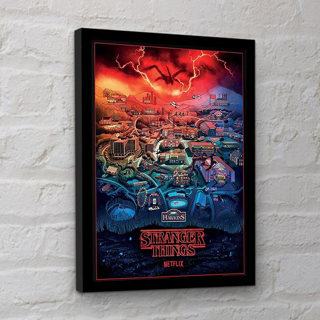 Stranger Things 4 Hawkins Town Framed Poster