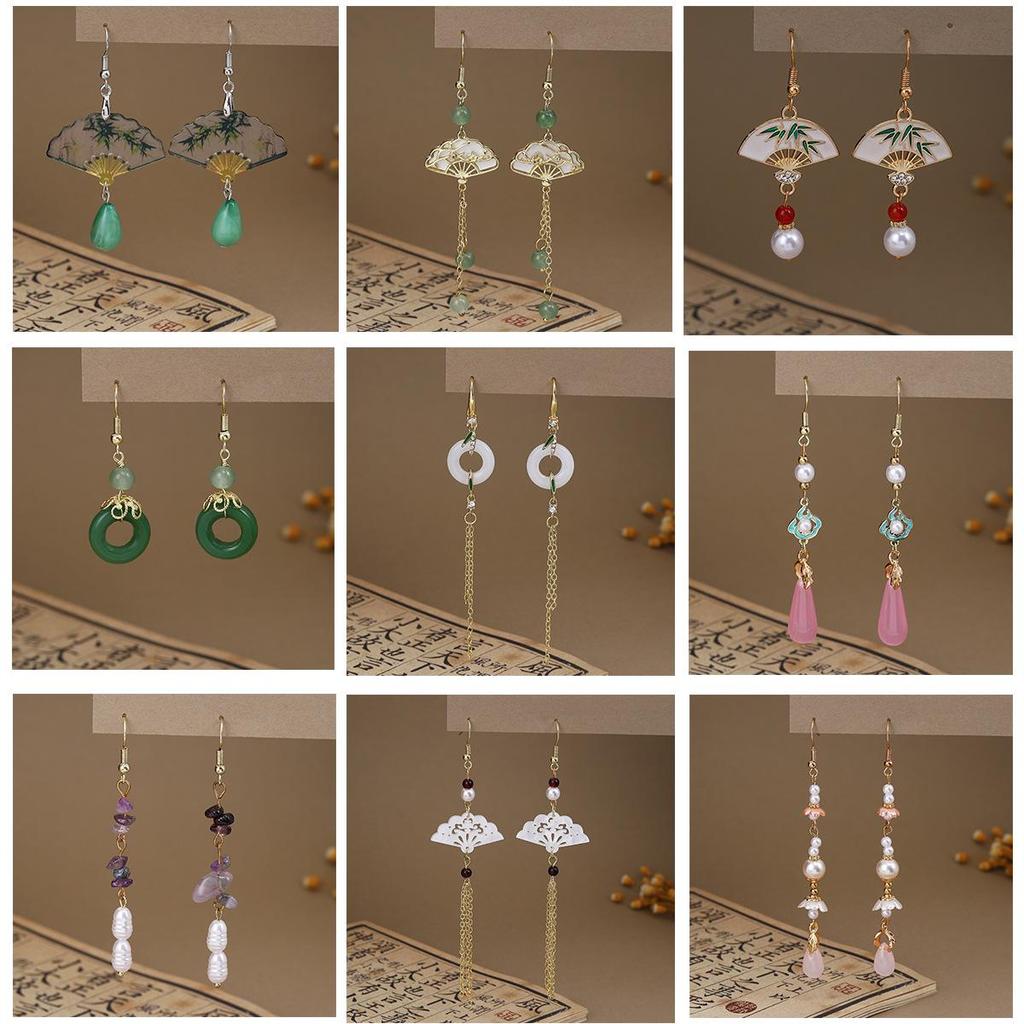Elegant Butterfly Water Drop Pearl Tassel Earrings for Women - Traditional Qipao Style