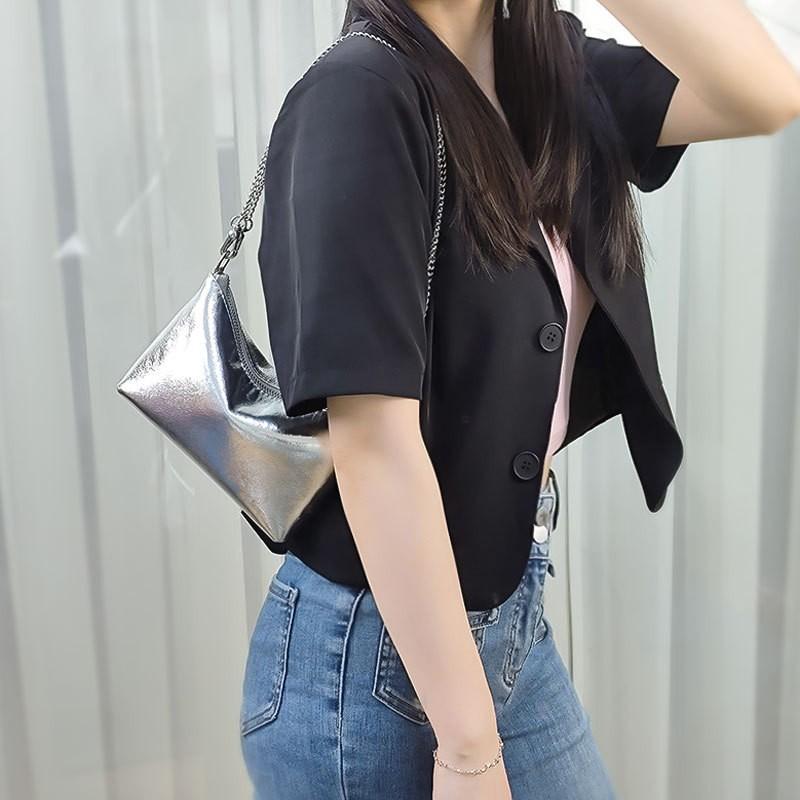 Metal chain handbag, first layer cowhide messenger bag, genuine leather bag, can be proofed and customized women's bag.