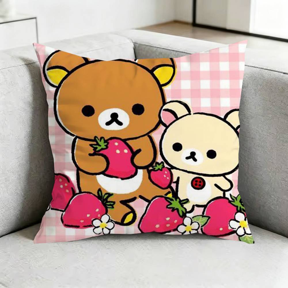 Funny Rilakkuma Bbear Square DoubleSided printed Pillow Case Bedroom Bedside Pillow Sofa Cushion Cover Gift