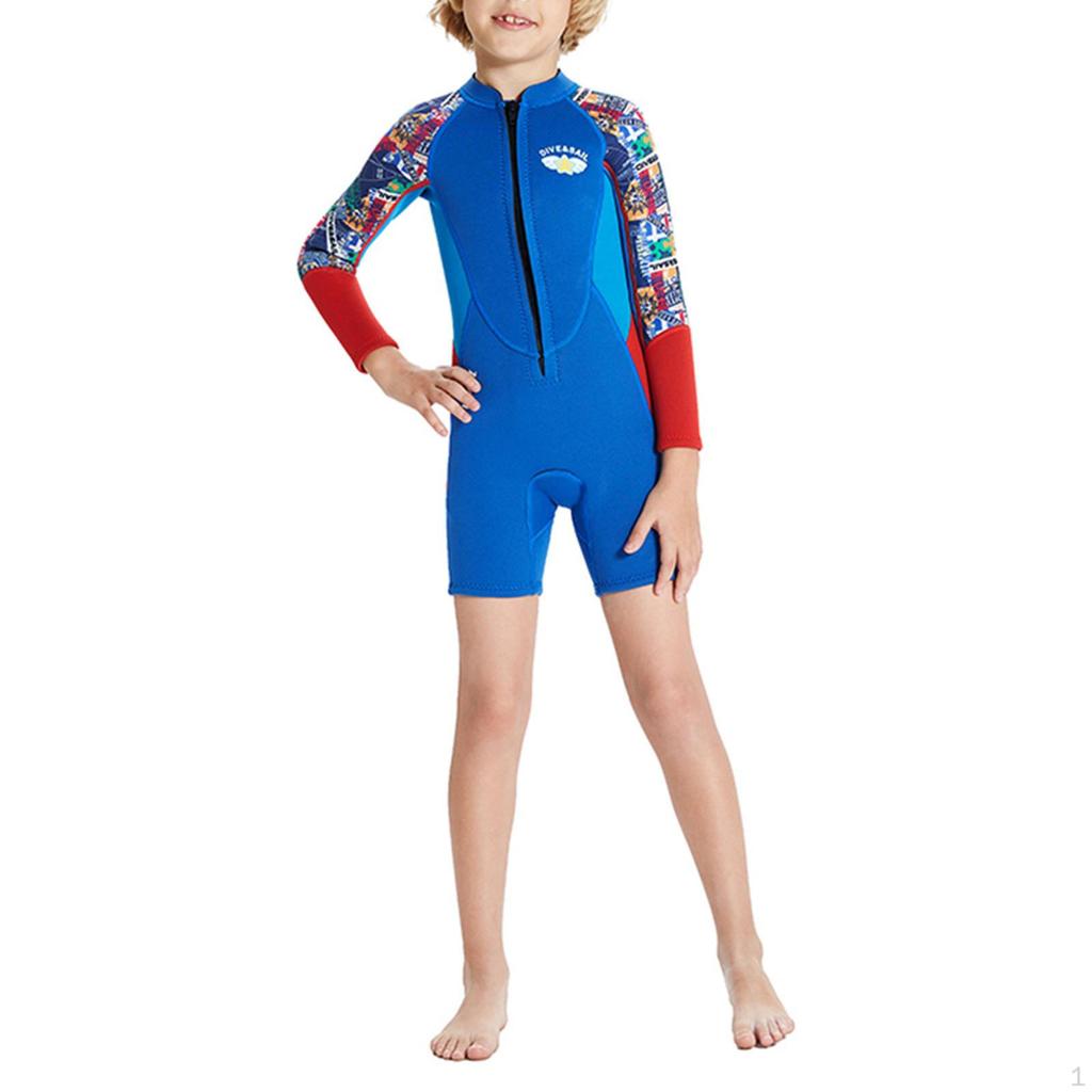 2.5mm Neoprene Wetsuit Kids Boys Sun Protection Thermal Swimsuit Wet Suit for Surfing Water