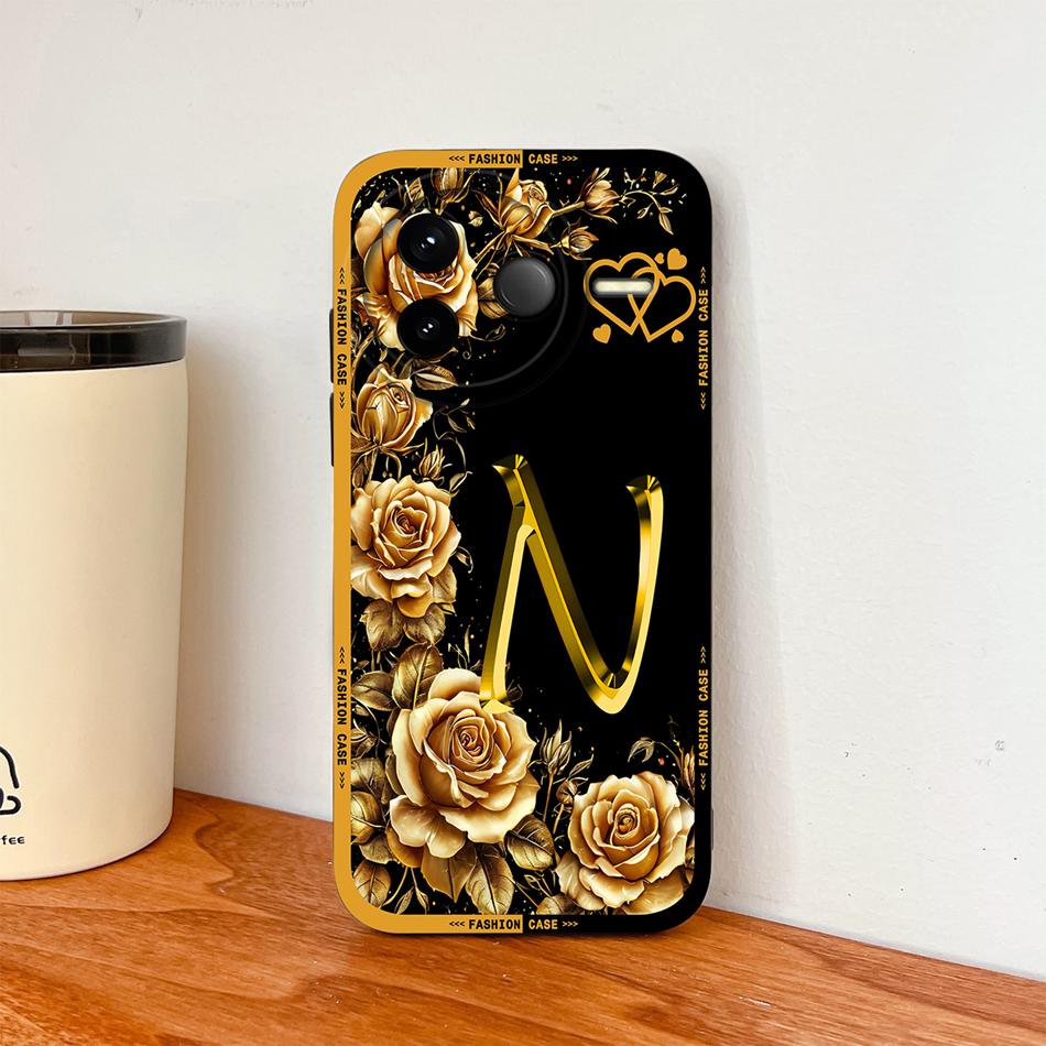 

For Poco F7 Pro F7 Ultra F6 Pro Case Luxury Rose Letters Soft Liquid Silicone Phone Shell For Xiaomi Poco F 6 Lightweight Cover Poco F7 Ultra