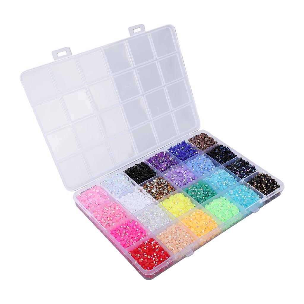 24 Roosters Schitterende Kit 3mm Meerkleurige Hars Platte Back Strass Steentjes met 3 Stuks Lijm voor Doe-het-zelf Knutselen Kleding Schoenen