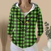 Women's Fashion Casual Sweater Button-Up Print Cardigan  Hooded Jacket