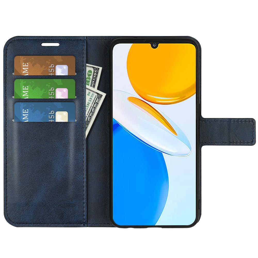 

For Honor X7 Square Magnetic Clasp Textured PU Leather Cover Anti-drop Flip Stand Wallet Phone Case Blue