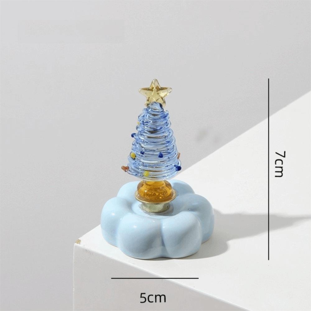 Glass Glass Christmas Tree Rotating Display Base Mini Tree Ornament  Home Table Decor