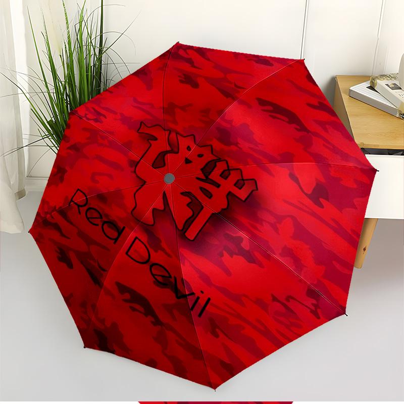 Manchester United F.C Print Automatic Open Close Umbrella, Portable Foldable Umbrella, for Outdoor Commute Camping Trip, Ideal Birthday Gift