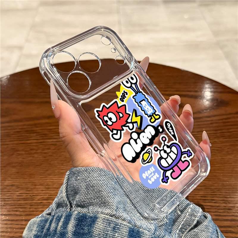 Elegant Cartoon Animal Sticker Phone Case for iPhone 17 Pro and 16 Pro