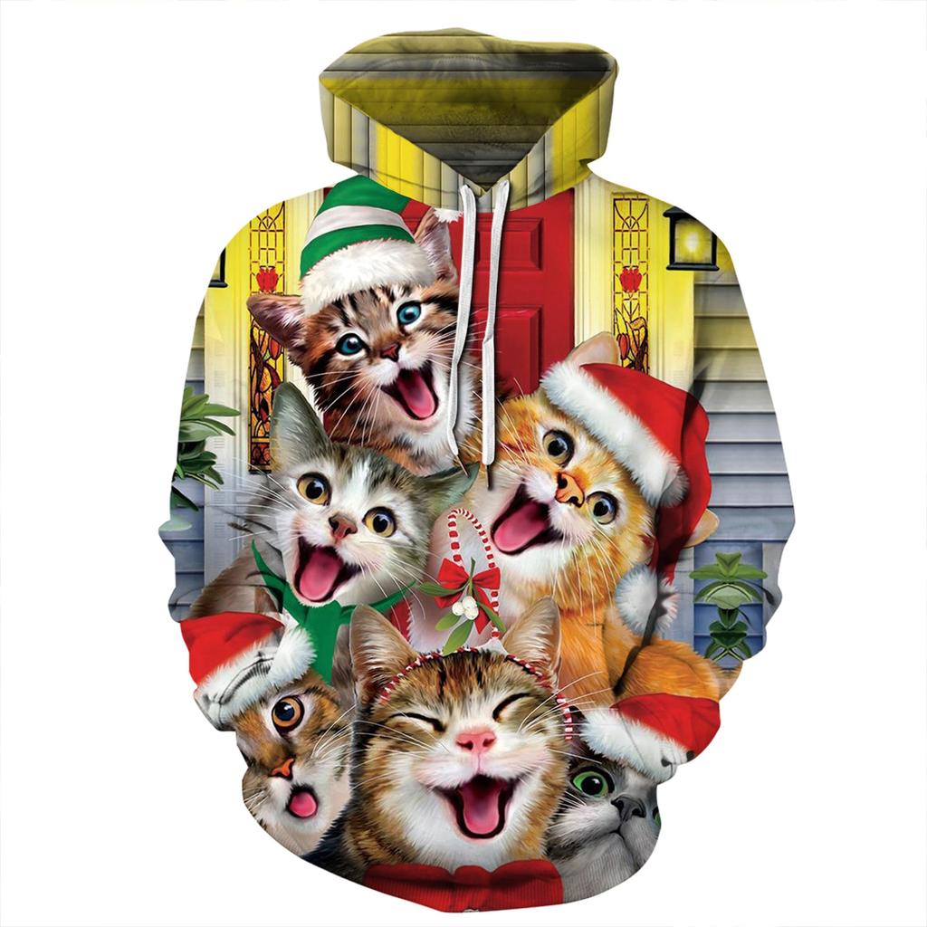Spring Autumn Men's Hoodies Christmas Series 3D Printed Sweatshirt Long Sleeve Pullover Loose Comfortable Casual Couple Hoodie