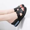 Women Black Slide Slippers Summer Wedge Sandals Open Toe Casual Thick Sole Platform Slippers Plus Size
