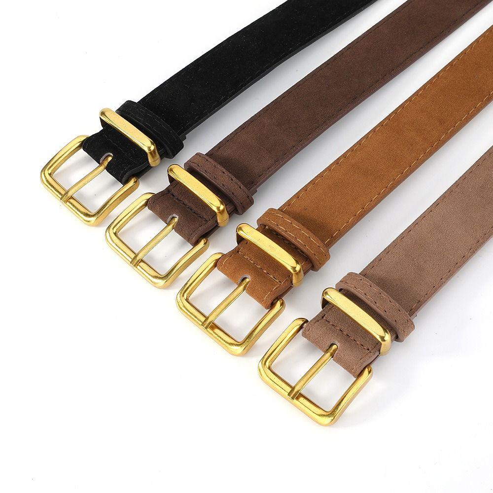Versatile Women Waist Belt Luxury Design 3.3cm Waistband Retro Suede Leather Belt  Jeans Decoration