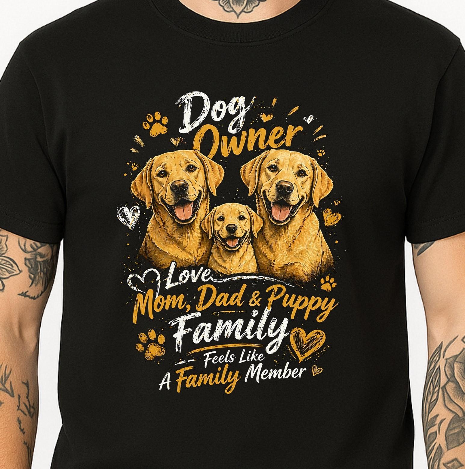 Dog Owner Love Mom Dad & Puppy Family Labrador Feels Like Family T-Shirt. XXXL