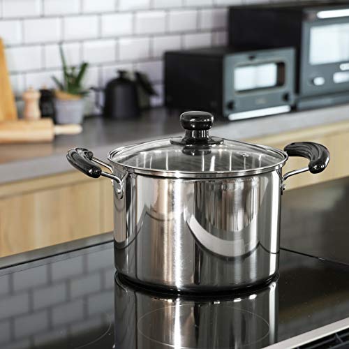 Pearl Metal NEW Danran Stainless Steel Pot with Glass Lid, 22cm, H-5872, IH Compatible, Silver