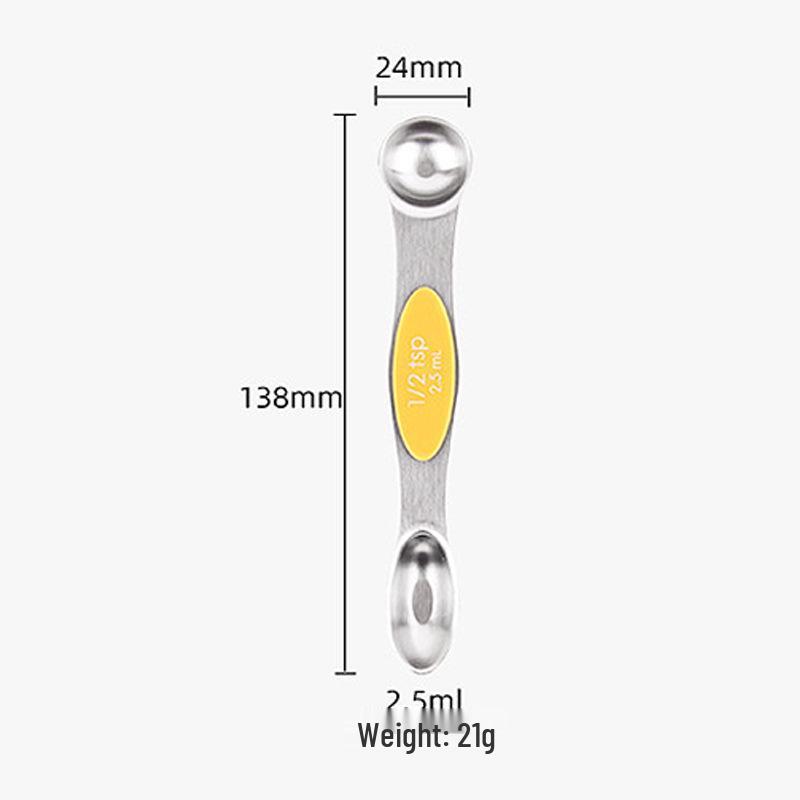 Magnetic Stainless Steel Double-Ended Measuring Spoon Set for Coffee, Baking, and Seasoning