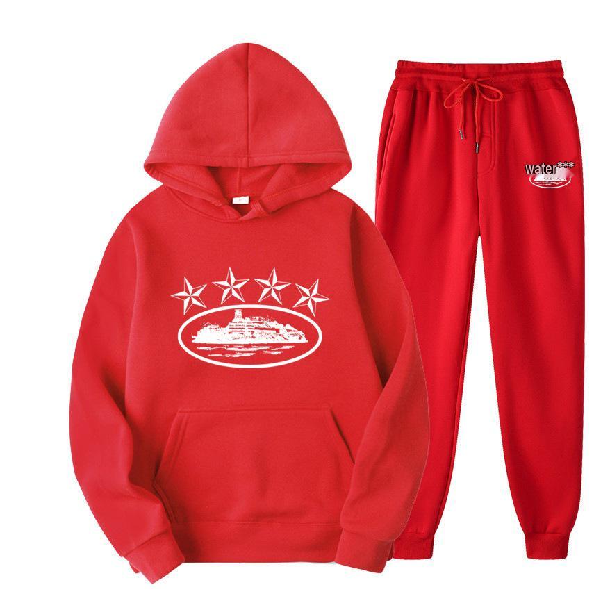 Corteiz Modny Luźny Zestaw Bluza Streetwear - Unisex Casualowy Styl Hip Hopowy Amerykański na Jesień