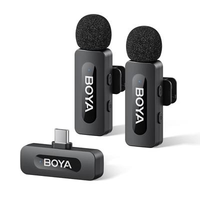 Boya V20 Kabelloses Ansteckmikrofon für iPhone und 50m Übertragung Geräuschunterdrückung und omnidirektionales Ansteckmikrofon für und TikTok USB-C 16/15 Android,