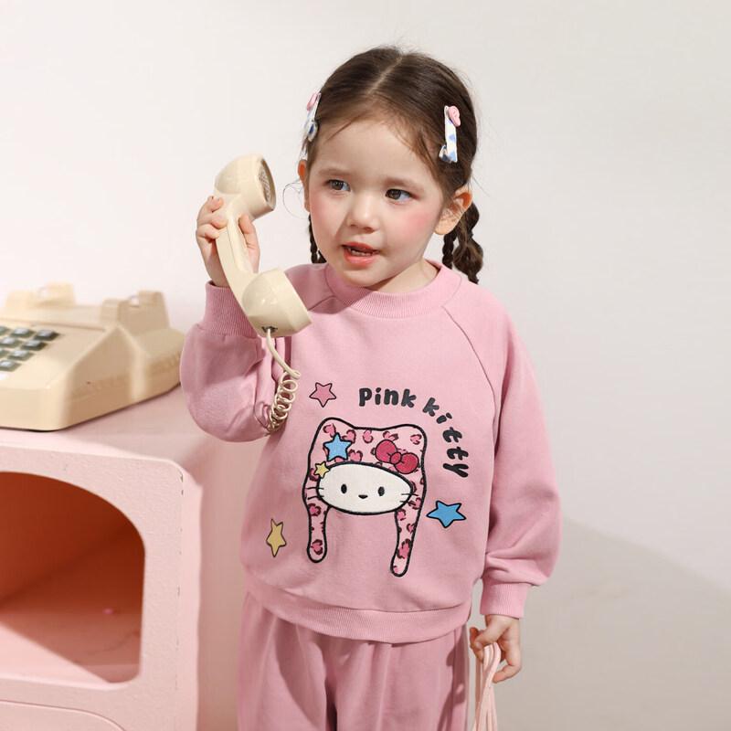 LUSON Infant Girls' Cartoon Sweatshirt & Sport Pants Set