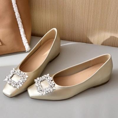 Fashion 2025 New Fashion Office Lady Shoes Women Flats Spring Summer Elegant Woman Single Shoes  Gold Silver Vintage Flats