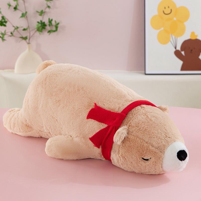 Plush Polar Bear Pillow With Scarf For Kids Kids Bedtime Companion Fun Soft Toy