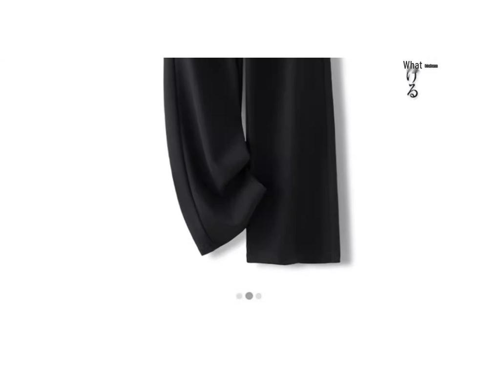 Gray Wide-Leg Casual Pants for Women - 2025 Fashion, Perfect for Autumn & Spring, Straight-Leg & Lazy Style Suit Pants